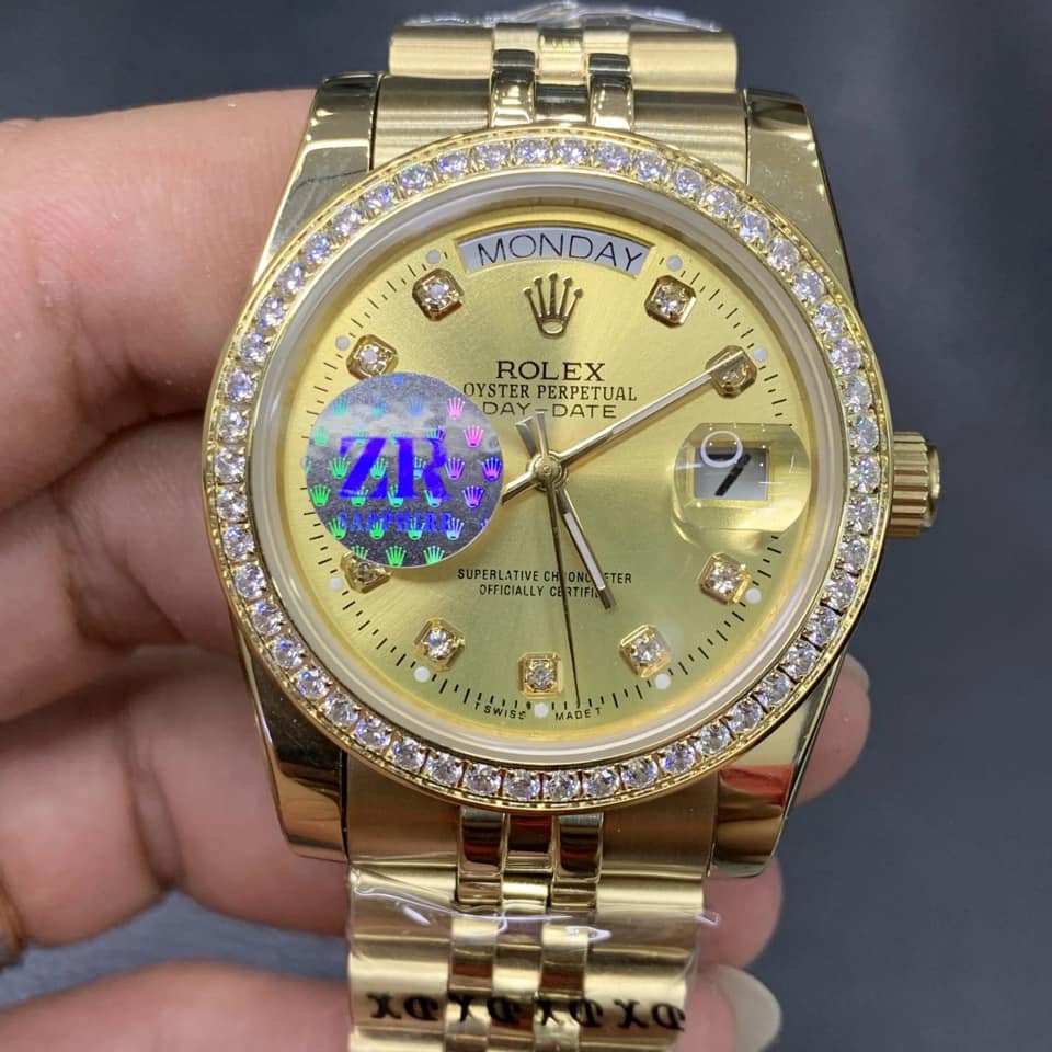 Đồng hồ Nam Rolex máy nhật day date dòng cơ Automatic size 38mm vàng