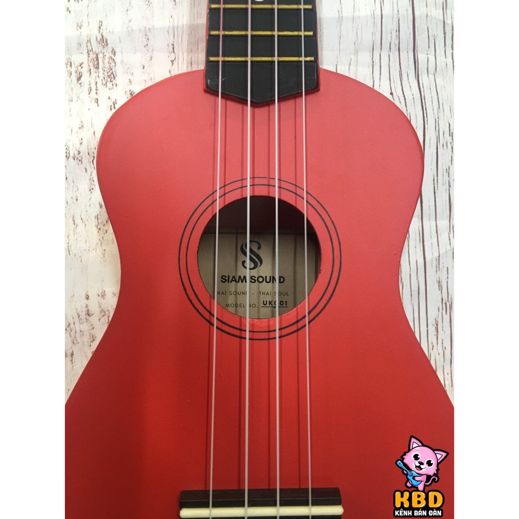 Đàn Ukulele Soprano 21  màu trơn Siam Sound Màu đỏ -  Made in ThaiLand