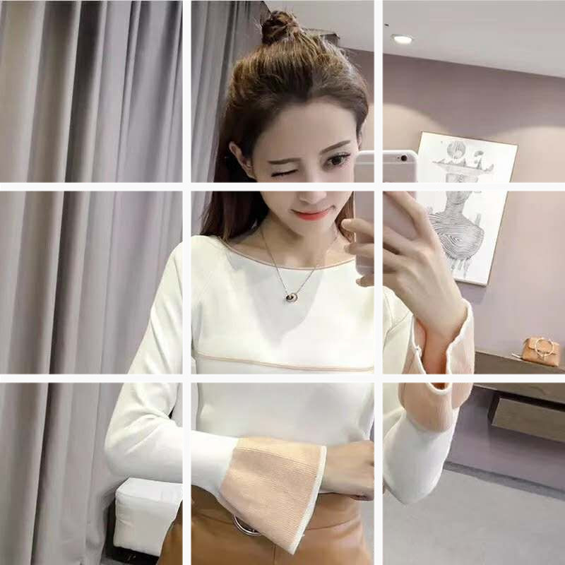 Áo Sweater Cổ Tròn Tay Chuông Màu Sắc Thời Trang Mùa Đông Phong Cách Hàn Quốc 2017 Cho Nữ