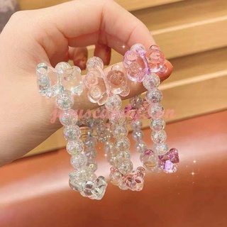 Dây cột tóc hình gấu đính đá pha lê dễ thương cho nữ kiêm vòng tay