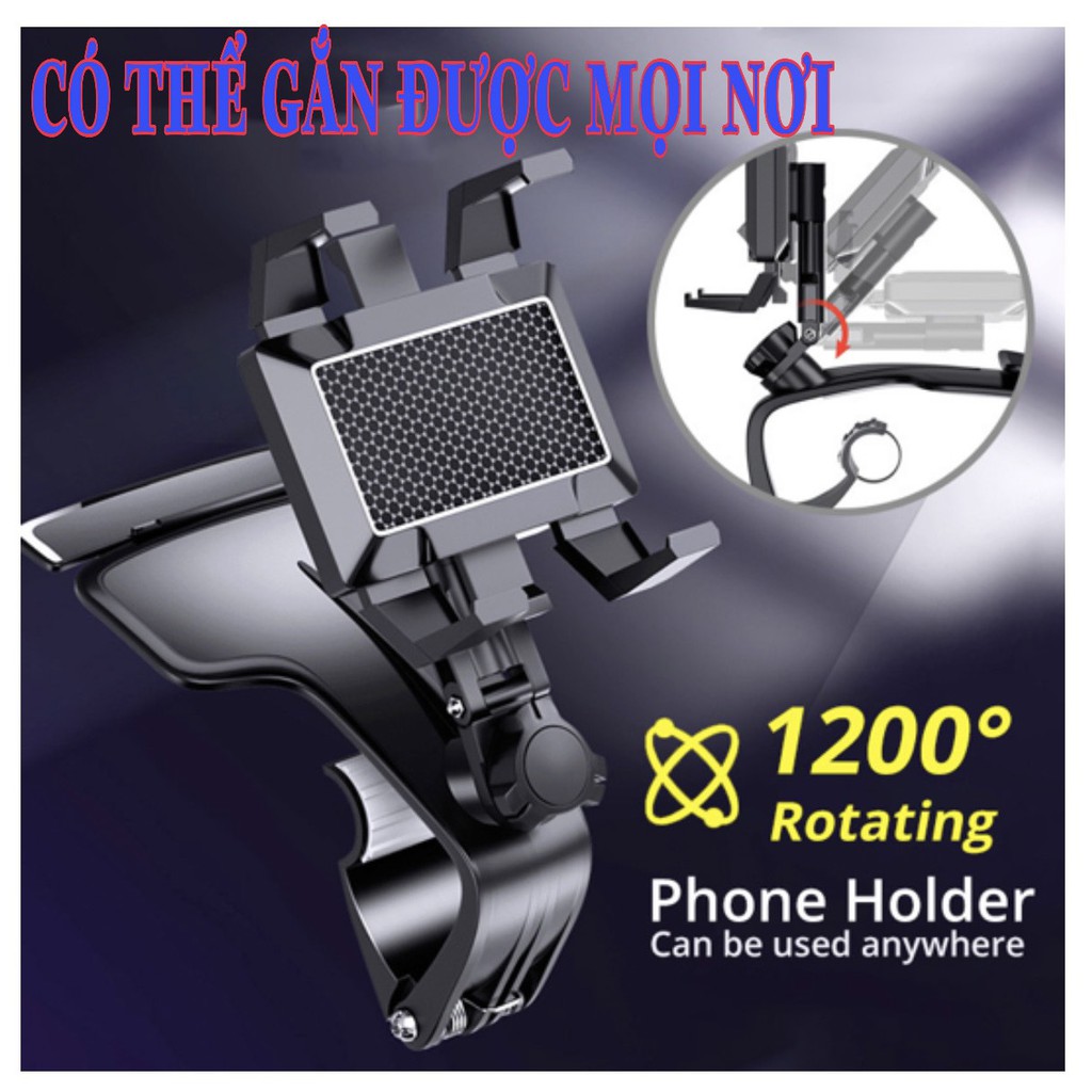 [MẪU 2021] Giá kẹp đỡ điện thoại xoay 360 độ chống rung gắn taplo tấm chắn nắng gương chiếu hậu xe ô tô, xe hơi | BigBuy360 - bigbuy360.vn
