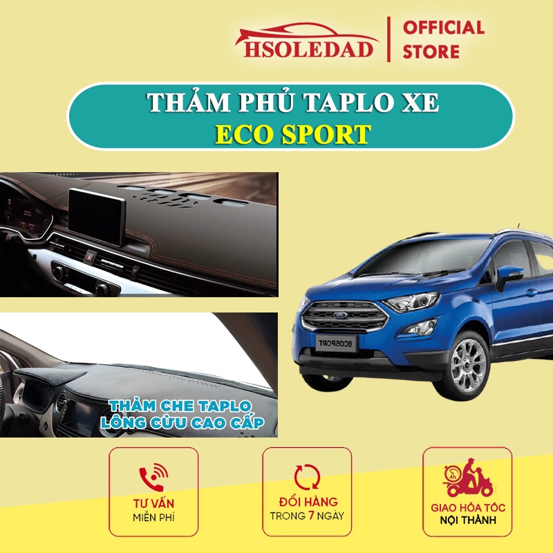 Thảm taplo Ford EcoSport bằng lông Cừu 3 lớp hoặc Da Cacbon