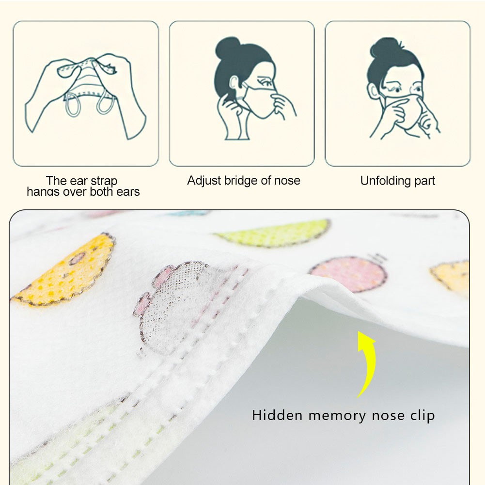 HW Hộp 50 Cái - Khẩu Trang Tế Trẻ Em Kid Mask Hình Siêu  3 Lớp Dễ Thương Dành Cho Bé