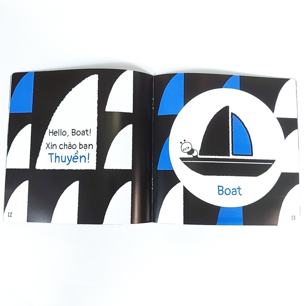 Sách- Ehon Kích Thích Thị Giác Black and white (tặng kèm bóng vải) Monty club