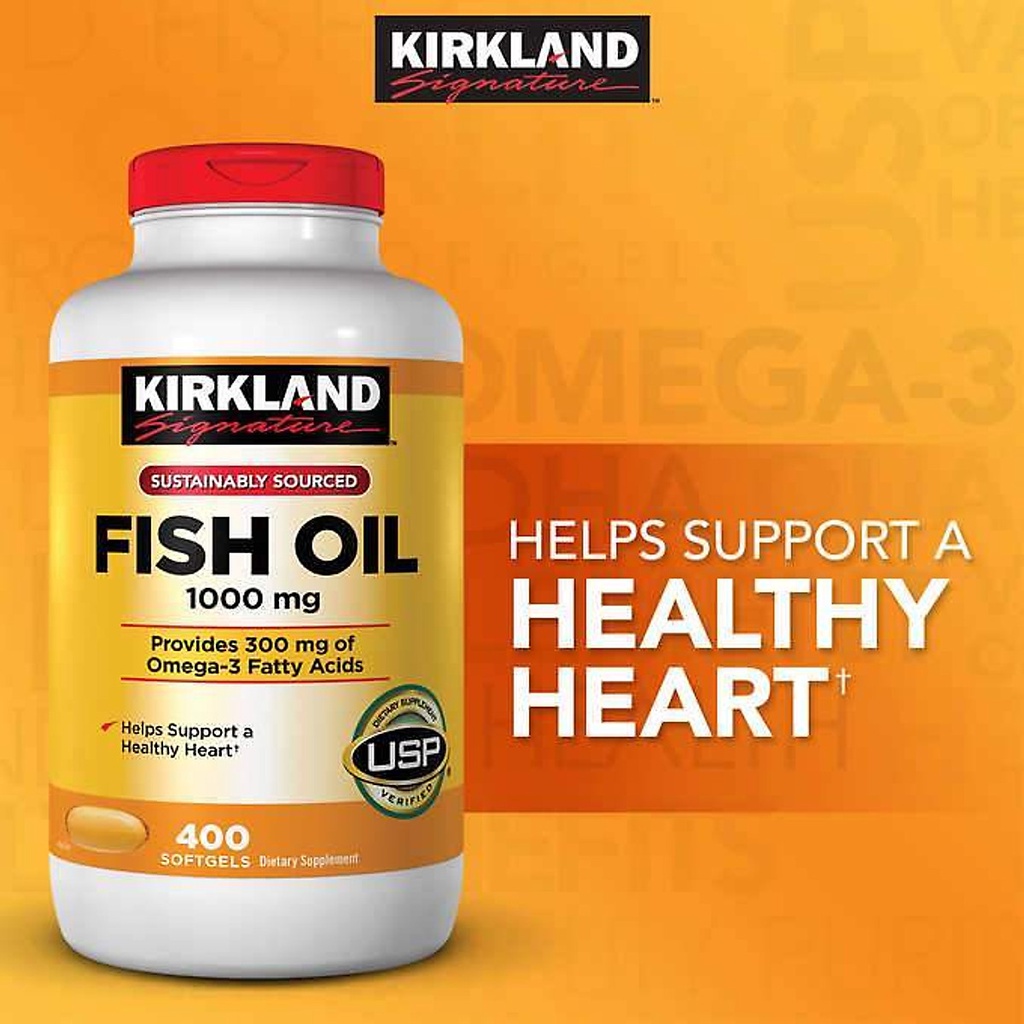 Kirkland omega 3 Cung Cấp Chất Béo Tốt Cho Hệ Tim Mạch, Não Bộ Kirkland Fish Oil (400 viên)