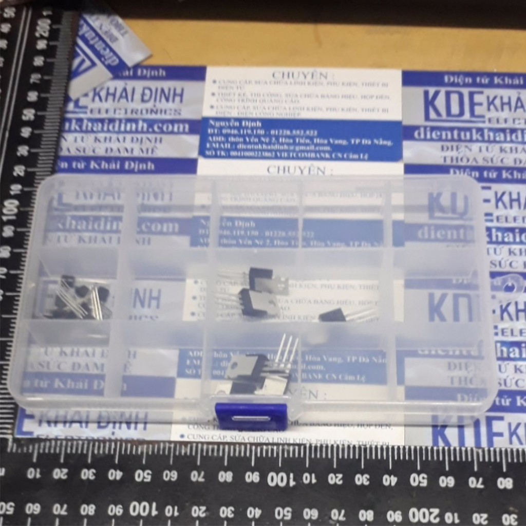 2 cái hộp nhựa đựng linh kiện, ốc vít…15 ô, có thể thay đổi, 22x97x172mm kde4707