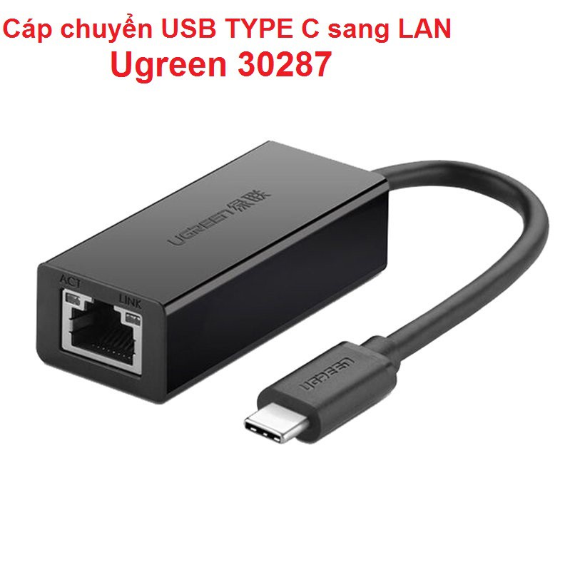 Cáp chuyển USB TYPE C sang LAN Ugreen 30287 (Màu đen)