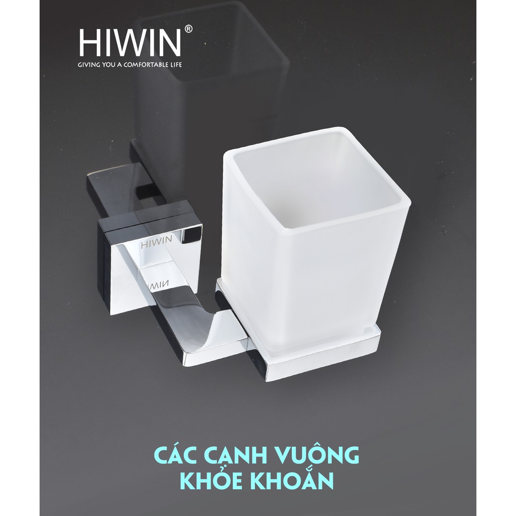 Kệ cốc đơn cạnh vuông đồng mặt gương cao cấp sáng bóng Hiwin Y-1202