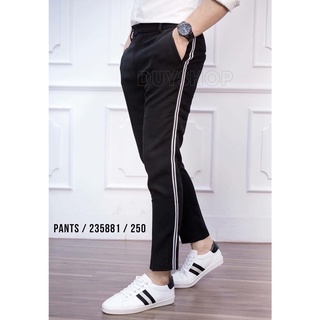 Quần tây âu nam kẻ sọc trắng hàn quốc chất tuyết mưa không nhăn không xù