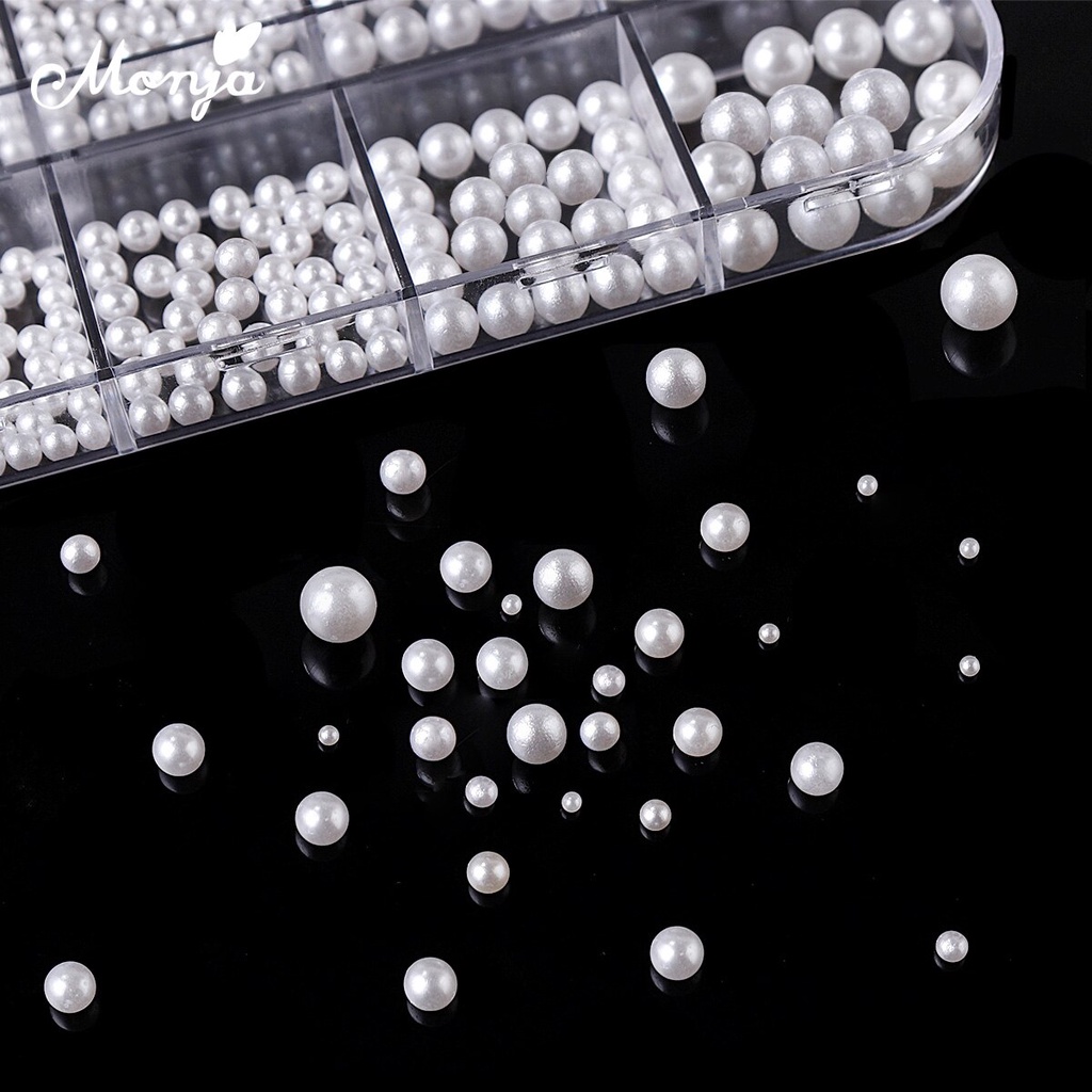 MONJA [Hàng mới về] Hộp ngọc trai giả 3d dùng trang trí móng 2 loại tùy chọn