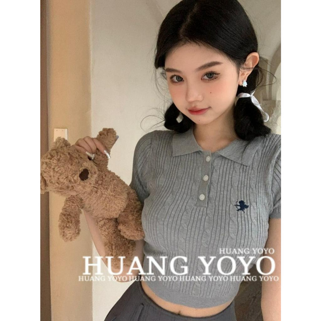 Áo Croptop Dệt Kim Tay Ngắn Màu Trơn Thiết Kế Mới Thời Trang Mùa Hè Dành Cho Nữ