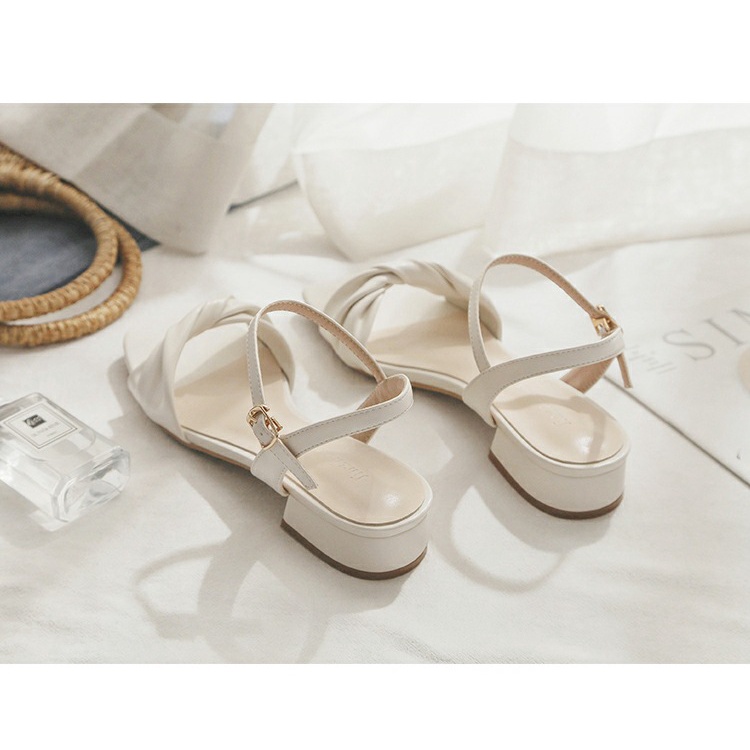 Giày sandal cao gót nữ da mềm thời trang phong cách Hàn Quốc vintage trẻ trung năng động cá tính - Mã S63