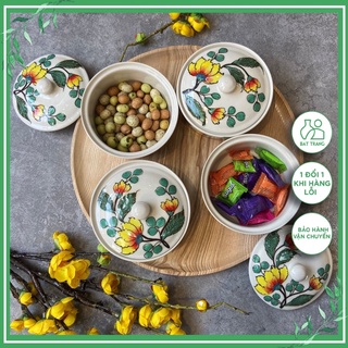 Hũ Sứ Có Nắp Đựng Mứt Tết Bánh Kẹo Hoạ Tiết Vẽ Tay Gốm Sứ Bát Tràng Cao Cấp