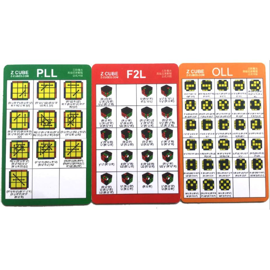 Bộ card công thức CFOP giải Rubik tốc độ cao - F2L OLL PLL