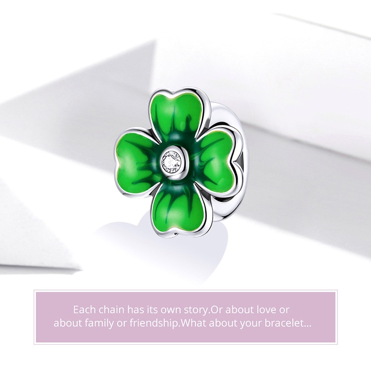 Hạt Trang Sức Bamoer Bằng Bạc S925 Hình Cỏ Bốn Lá Dùng Làm Vòng Đeo Tay DIY