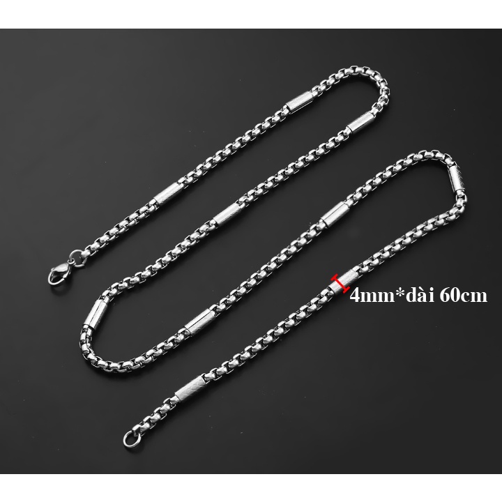 Dây chuyền nam inox kiểu ống trúc 4mm sáng đẹp, không đen, thể hiện đẳng cấp của bạn