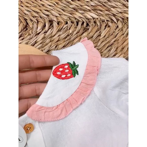 Set bé gái chân váy gồm túi trái dâu