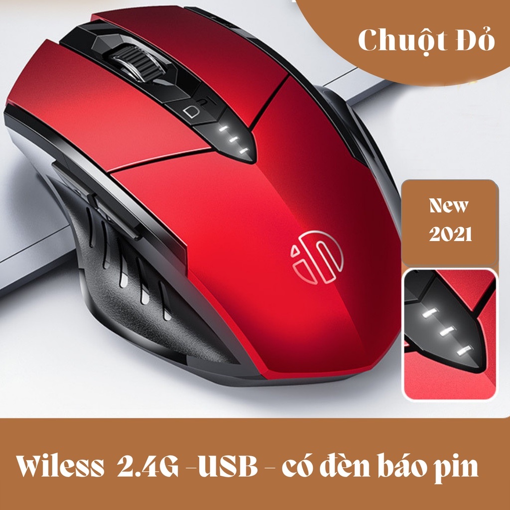 CHÍNH HÃNG-Chuột Không Dây Bluetooth, Wireless 2.4G Inphic PM6 Có Pin Sạc–Chuột Chống Ồn Bấm Siêu Êm Không Cần Thay Pin