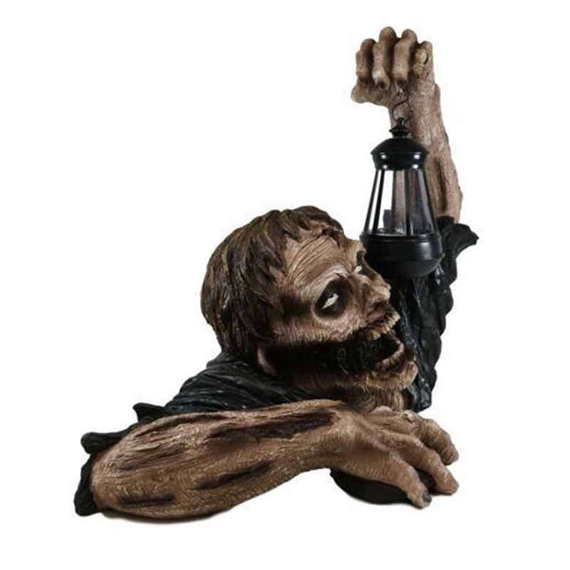 Lồng Đèn Trang Trí Halloween Bằng Nhựa Resin Hình Zombie Kinh Dị