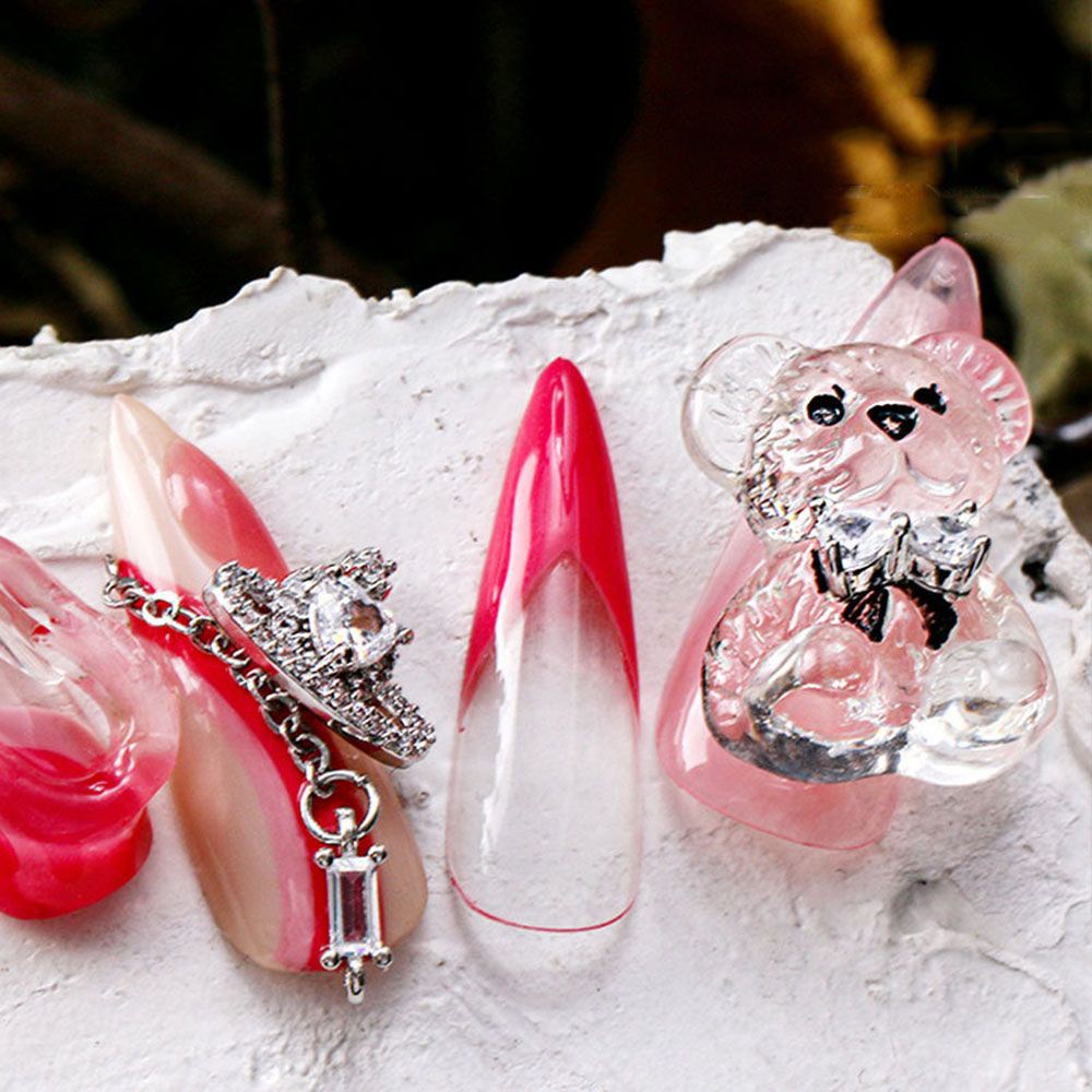 [Hàng mới về] Set 10 hạt đính trang trí móng nghệ thuật DIY kiểu dáng gấu 3D trong suốt phong cách Nhật Bản