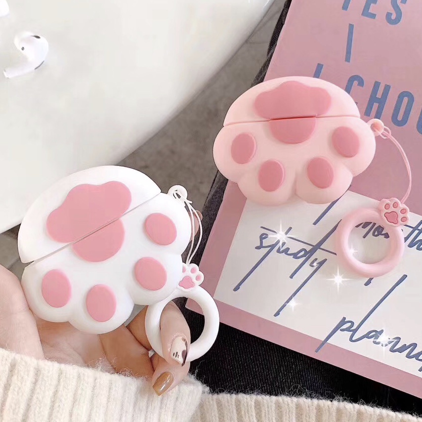 Vỏ bảo vệ tai nghe bluetooth Airpods bằng Sillicone dẻo, ốp Case cute, Airpods 2/pro CHÂN MÈO XINH NUTACASE