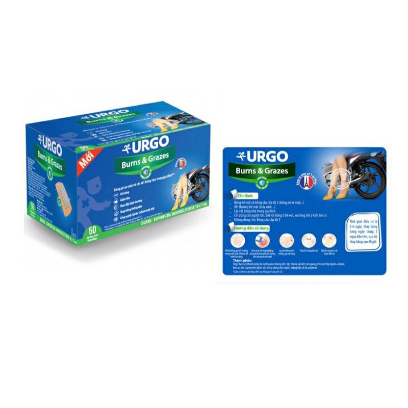 [Hỏa Tốc Q10] Miếng Dán Bỏng/ Phỏng Bô Và Trợt Da Urgo Burns &amp; Grazes 10x7cm
