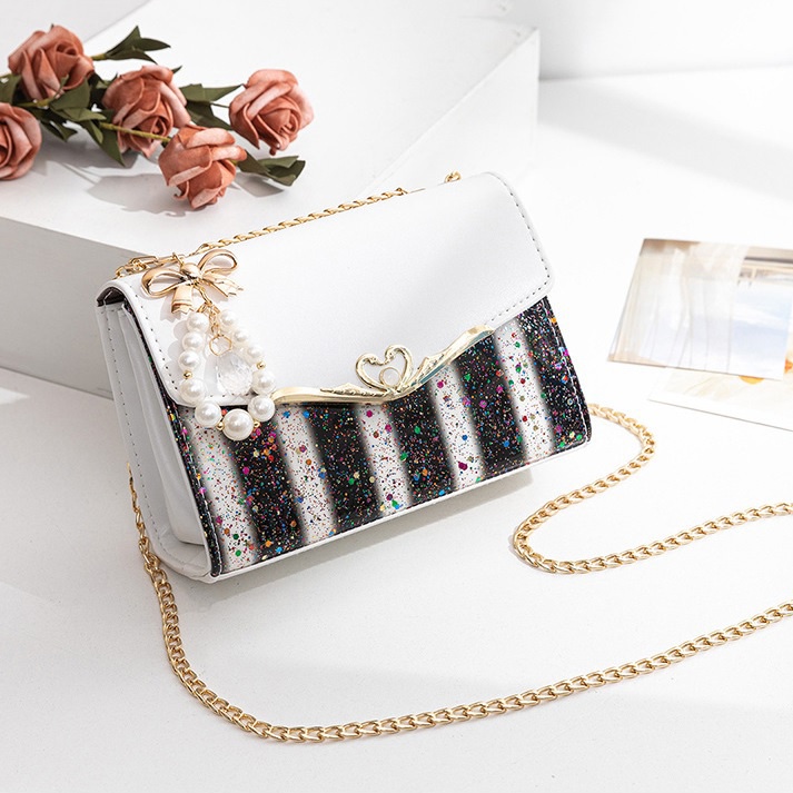 Túi Đeo Chéo Nữ Da Mềm Dễ Thương Khóa Cú Đôi T34 T32 Màu Đen