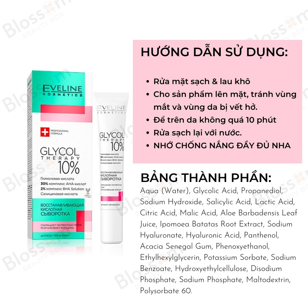 Tẩy da chết PEEL da hoá học tại nhà EVELINE GLYCOL Therapy 10% (20ML)