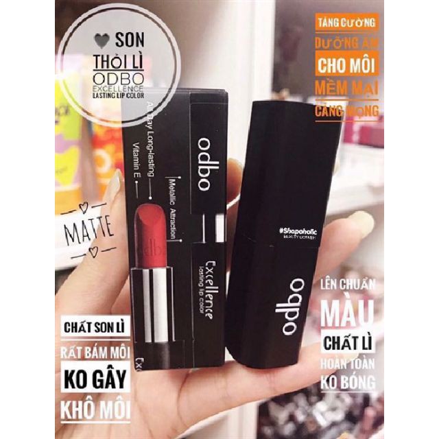 FREESHIP TOÀN QUỐC 50K - Son ODBO Thỏi Nam Châm Đen Exellence Lasting Lip Color OD543