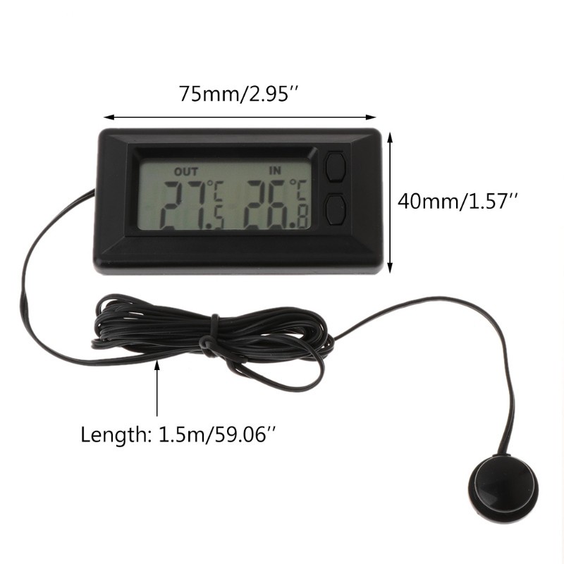 pur/ Auto Car LCD Digital Display Indoor Outdoor Thermometer Meter With 1.5m Cable