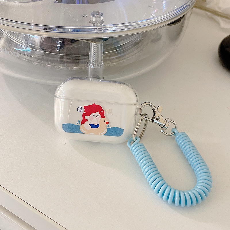 Vỏ Bảo Vệ Hộp Sạc Tai Nghe airpods 1 2 Pro 3rd Generation Pro 1/2 Trong Suốt Chống Sốc Họa Tiết Hoạt Hình Kèm Dây Đeo Kiểu Nhật Hàn