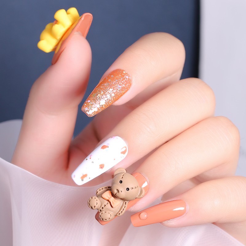 Gấu nơ đính móng, charm gấu cute gắn móng siêu đẹp Thiên Di Nail