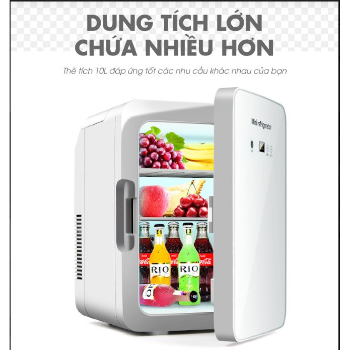 Tủ lạnh mini 10 lít có hiện thị nhiệt độ dùng cho gia đình và xe hơi