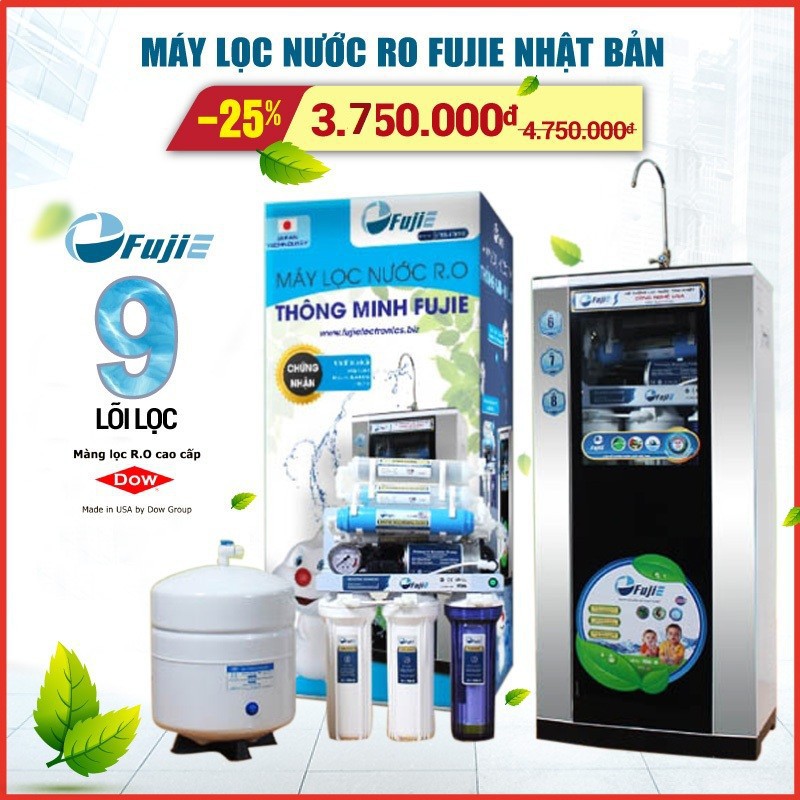 Máy lọc nước RO FUJIE RO-09 CAB 9 cấp lọc - Bao gồm tủ cường lực