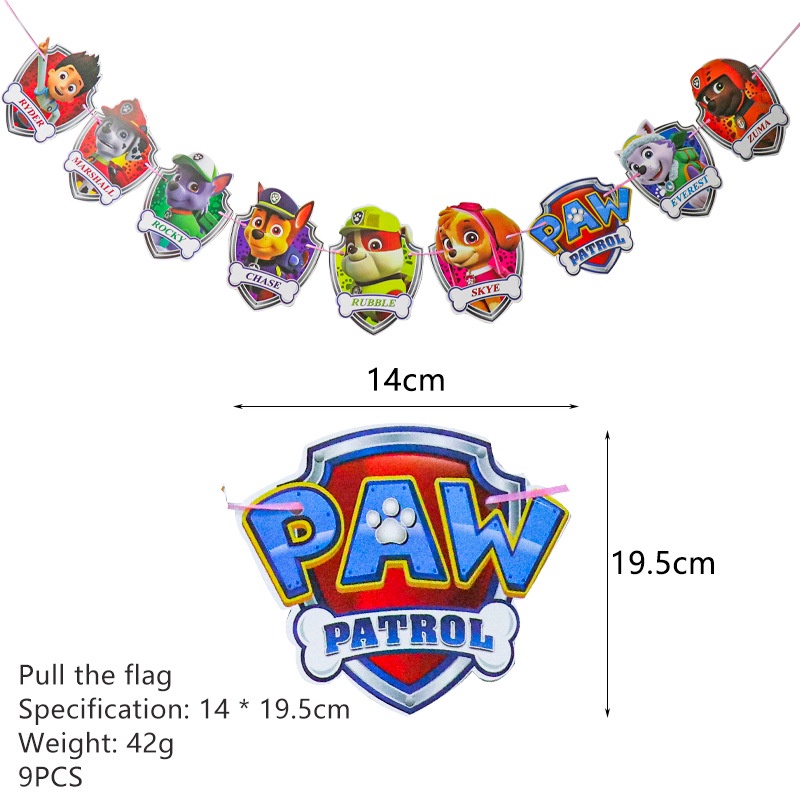 Set phụ kiện trang trí tiệc tùng sinh nhật chủ đề hoạt hình Paw Patrol đáng yêu