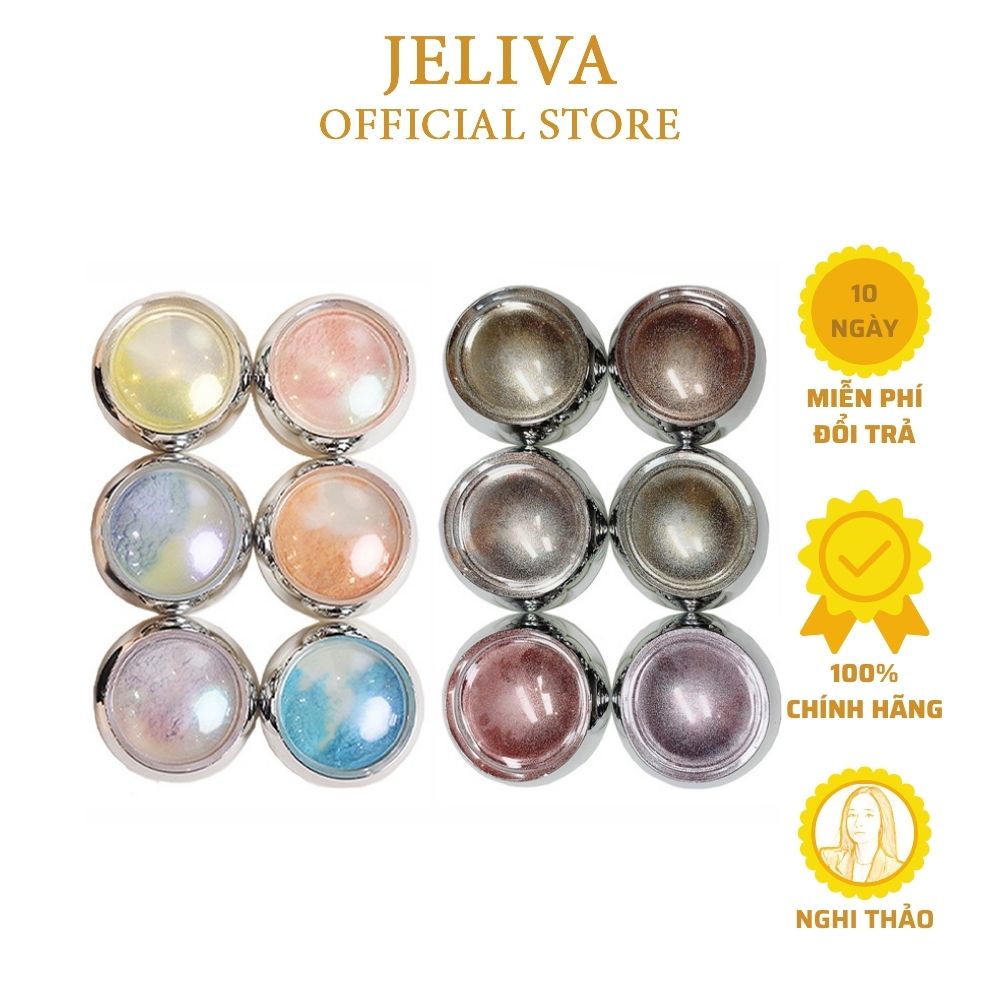 Set bột tráng gương JELIVA trang trí móng 6 màu