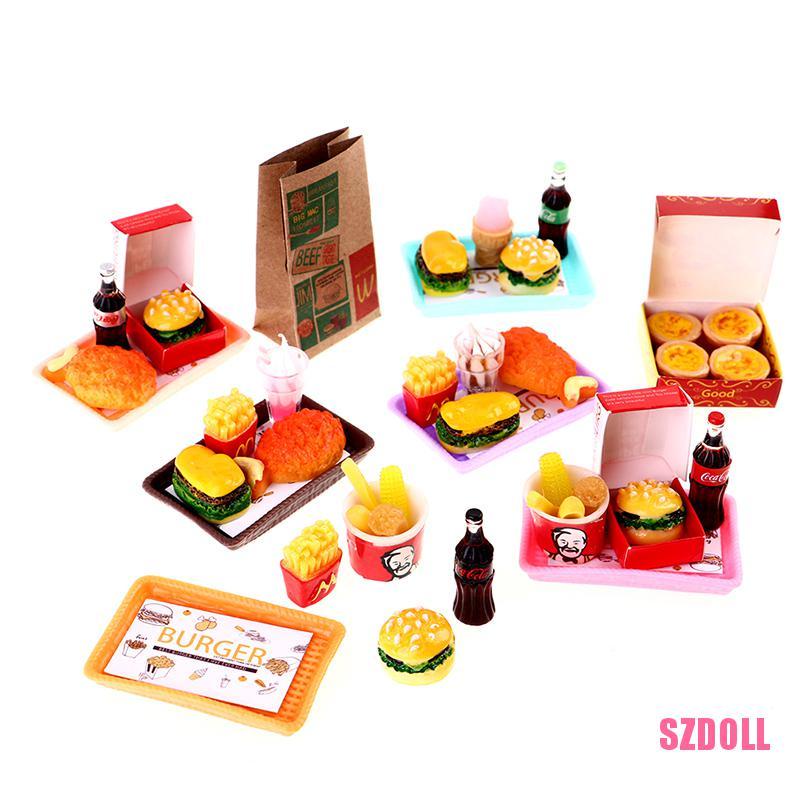 Mô Hình Xô Đựng Khoai Tây Chiên Hamburger Mini Bo11 DOM Mini Trang Trí Nhà Búp Bê