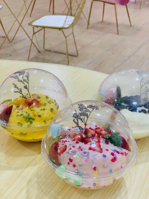 Set 10 hộp hình cầu  và túi xách tròn đựng hoa quả dầm, bánh trái,  thạch dừa, trang trí đựng son, nước hoa | BigBuy360 - bigbuy360.vn