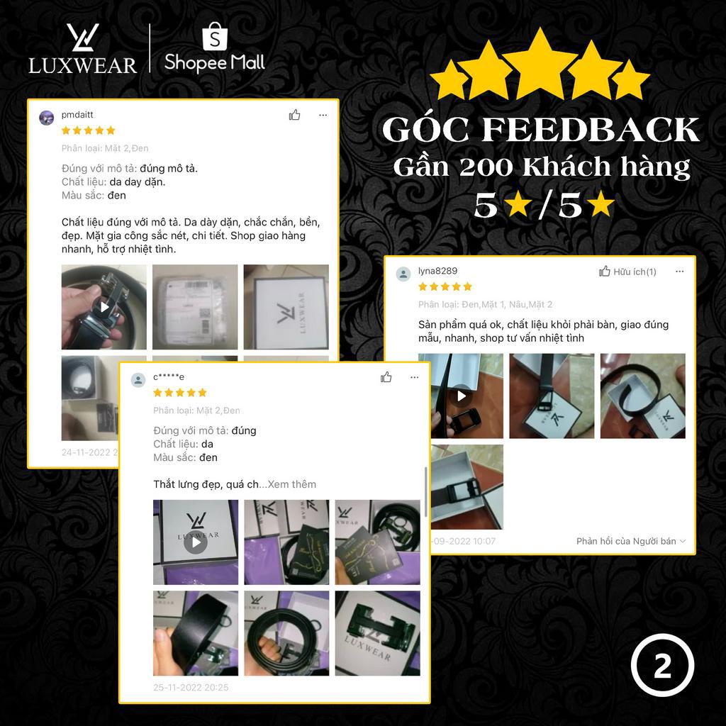 Thắt lưng nam da bò nguyên tấm LuxWear khóa tự động hai màu nâu đen TL01