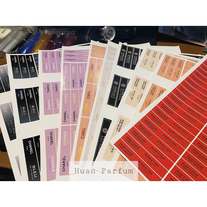 Tem dán chai chiết nước hoa - tờ A4 45-90 tem