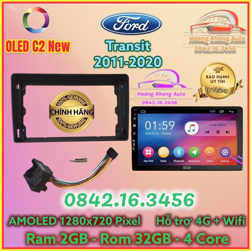 Màn hình Android OLED C2 New theo xe Ford Transit 2011 - 2020, 9 inch và 10 inch kèm dưỡng và jack zin