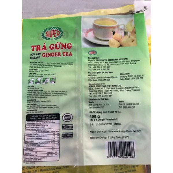 Trà gừng Super 20 gói x 20g (date mới)