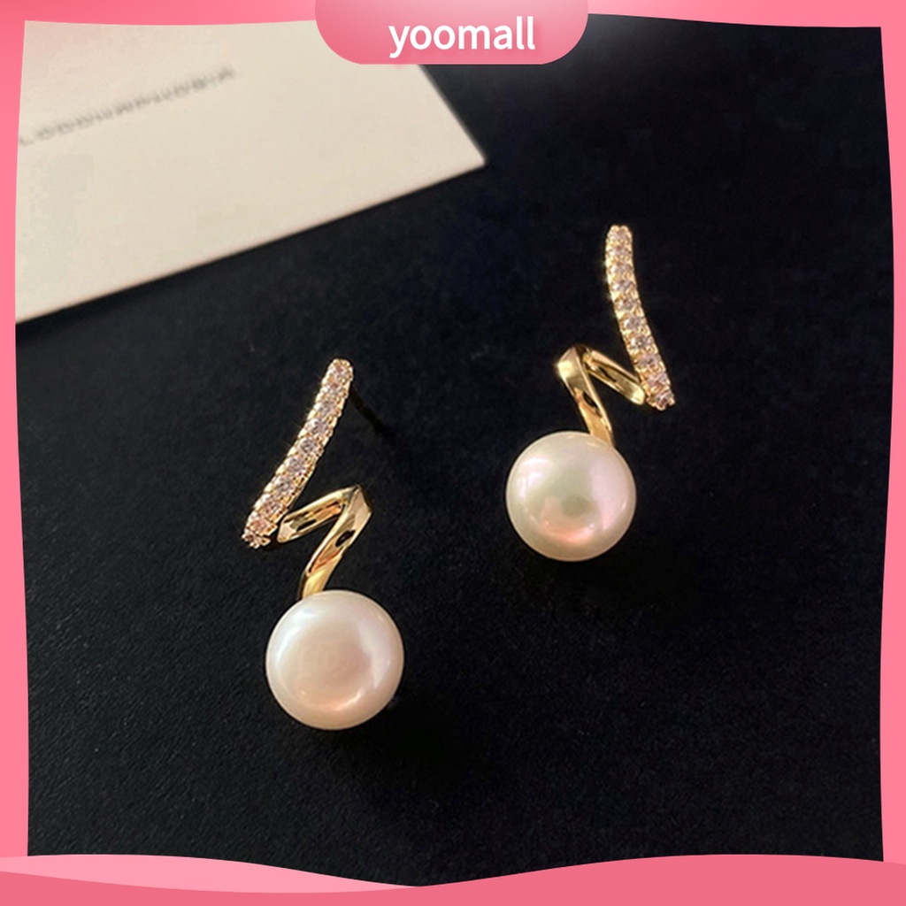 Yomall♡ 1 Đôi Bông Tai Đính Ngọc Trai Giả Phong Cách Hàn Quốc