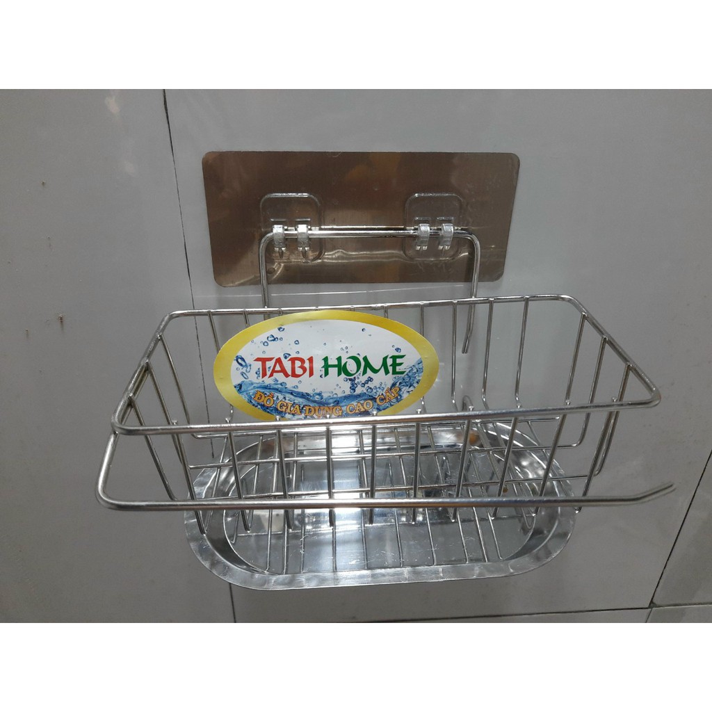 Kệ inox dán tường - Kệ inox để đồ rửa chén bát dán tường nhà rửa bát có khay hứng nước cao cấp