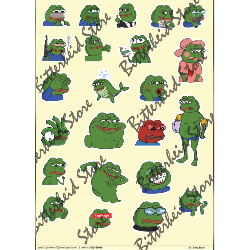 Sticker chú ếch PEPE dán trang trí mũ bảo hiểm,vali,laptop.. siêu đẹp #2