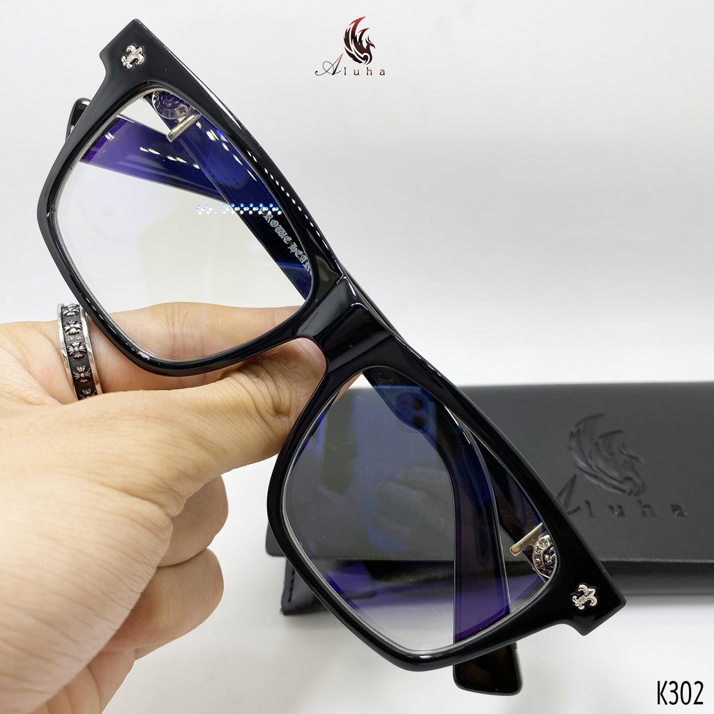 Gọng kính Chrome Heart tròng chống ánh sáng xanh phong cách Unisex doanh nhân thành đạt - K302 - Aluha