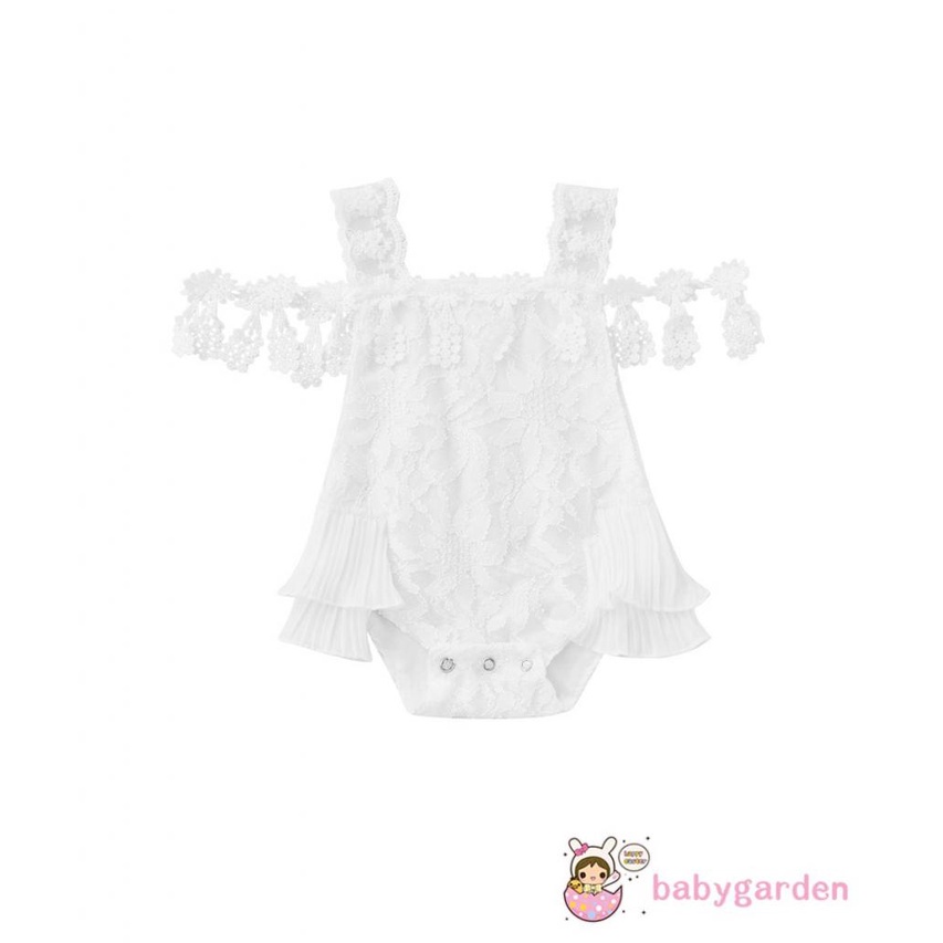 BABYGARDEN-0-24months Baby Girl Summer White Off The Shoulder Ruffled Romper Bodysuit Birthday Gift