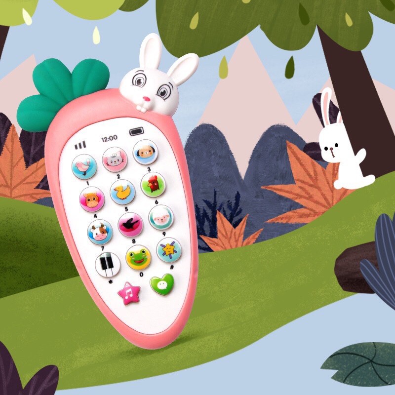 Đồ chơi Điện thoại thỏ cà rốt cho bé có nhạc và đèn (kèm 3 pin AAA) (MS: DT05)