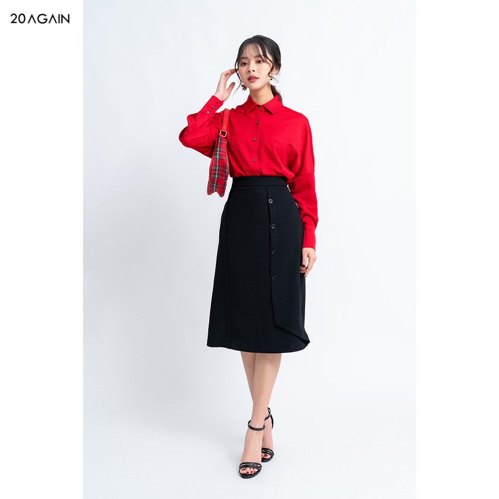 Chân váy nữ midi 92WEAR đủ màu, đủ size, tà bung đính cúc JDA0993 | BigBuy360 - bigbuy360.vn