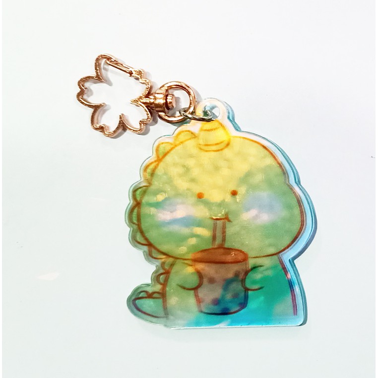 Móc chìa khoá khủng long mica hologram  MKMH13 cute dễ thương hoạt hình thần tượng